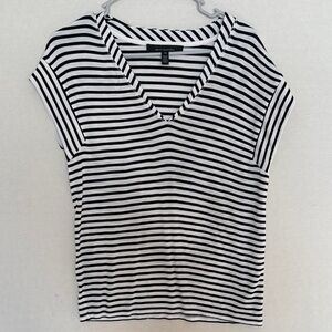 White House Black Market Striped V-Neck Tee